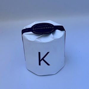 NEW unused “K” Pottery Barn Paper-white floral candle